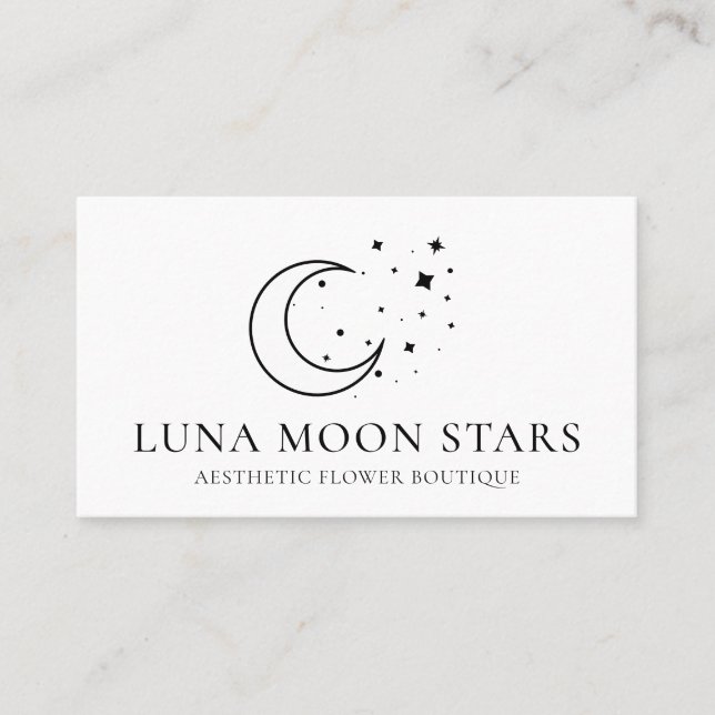 Einfache Standard-Mond-Luna-Sterne Visitenkarte (Vorderseite)