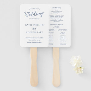 Einfache staubblaue fette Schrift moderne Hochzeit Fächer