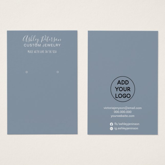 Einfache, staubblaue Ohrring-Anzeige (Vorne & Hinten)