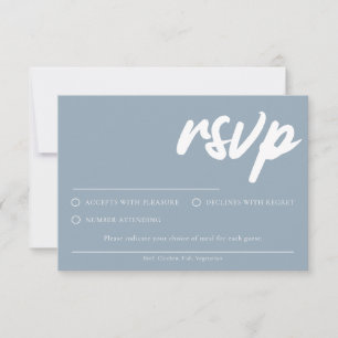 Einfache staubblaue RSVP-Karte mit Essensauswahl Einladung