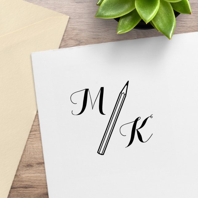 Einfache Stift-Monogramm-Initialen Gummistempel (Von Creator hochgeladen)