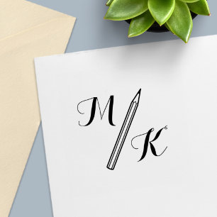 Einfache Stift-Monogramm-Initialen Permastempel