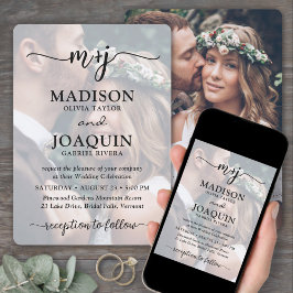 Einfache Stilftige Skriptinitialen 2 Foto Hochzeit Einladung