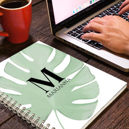 Einfache, stilvolle Blätter mit tropischer Grünpal Notizbuch