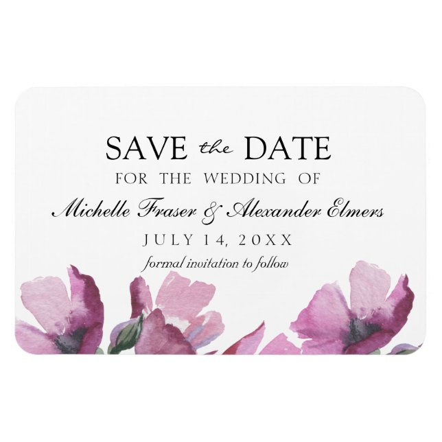 Einfache, stilvolle Blume. Hochzeit Save the Date Magnet (Horizontal)