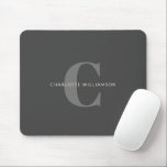 Einfache, stilvolle Chic Monogram Name Black and G Mousepad<br><div class="desc">Einfache,  stilvolle Chic Monogram-Bezeichnung in der schwarzen und grauen Maus-Pad</div>