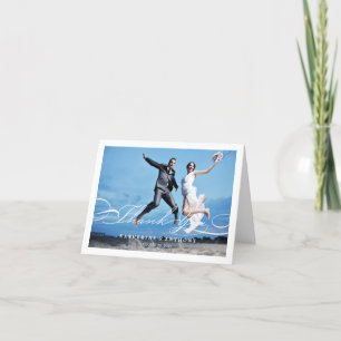 Einfache, stilvolle Dankeschön Script Wedding Foto Dankeskarte