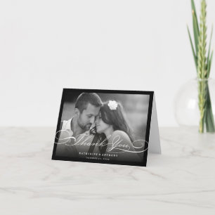 Einfache, stilvolle Dankeschön Script Wedding Foto Dankeskarte
