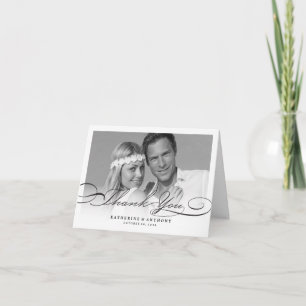 Einfache, stilvolle Dankeschön Script Wedding Foto Dankeskarte