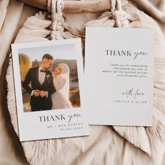 Einfache stilvolle elegante Foto-Hochzeit Danke