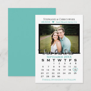 Einfache stilvolle Foto- & Kalendereinladung Hochz Save The Date