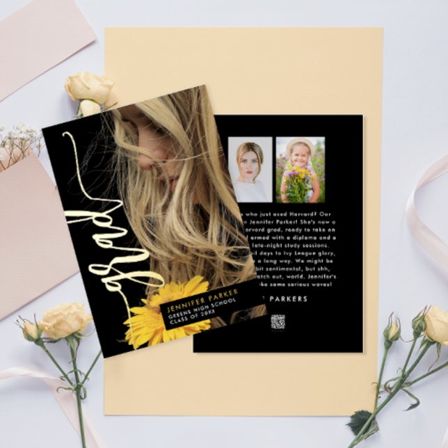 Einfache stilvolle Graduate Foto Moderne Ankündigu Folieneinladung (Von Creator hochgeladen)