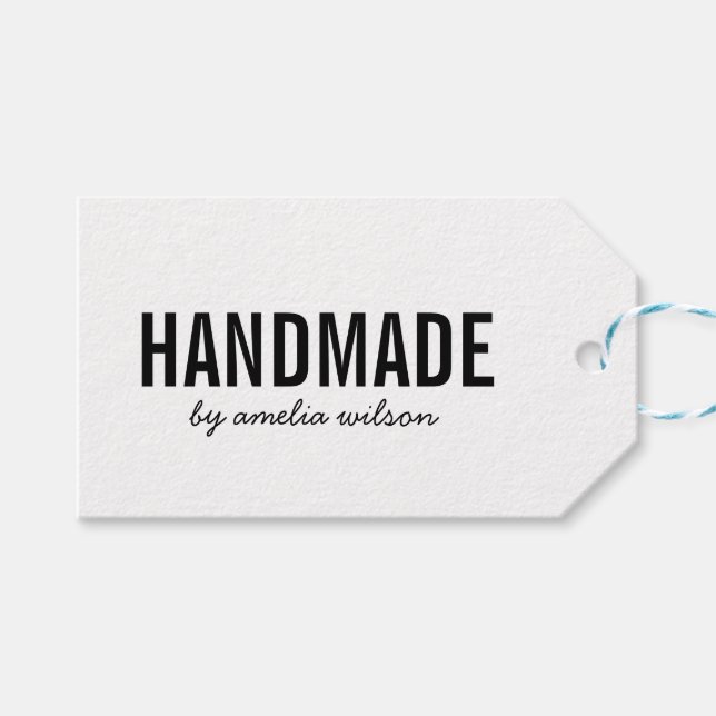 Einfache, stilvolle, handgefertigte Kraft Geschenkanhänger (Vorderseite (Horizontal))