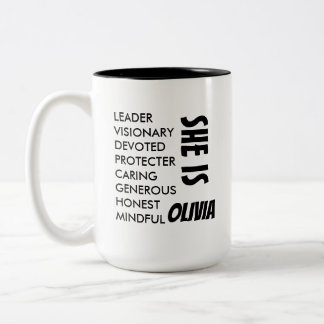 EINFACHE STILVOLLE INDIVIDUELLE TEXT NAME FRAU/MUT ZWEIFARBIGE TASSE