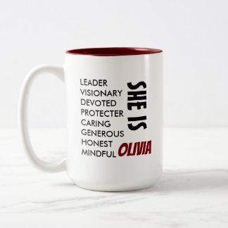 EINFACHE STILVOLLE INDIVIDUELLE TEXT NAME FRAU/MUT ZWEIFARBIGE TASSE