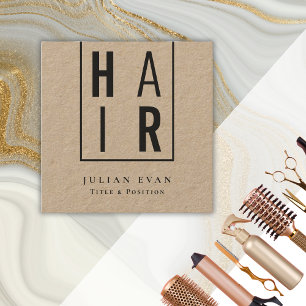 Einfache, stilvolle Kraft Hair Dresser Business Ca Quadratische Visitenkarte