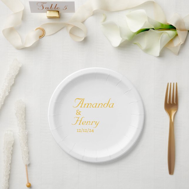 Einfache stilvolle, moderne, elegante Mongram-Hoch Pappteller (Hochzeit)