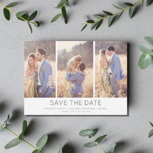 Einfache, stilvolle moderne Multi-Foto-Hochzeit Save The Date