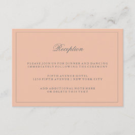 Einfache, stilvolle Rezeption in Rosa Begleitkarte