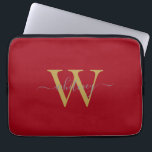 Einfache Stilvolle Rote Monogrammnamen und Anfangs Laptopschutzhülle<br><div class="desc">Einfache Monogramm Roter Name und Anfangsmonochrome</div>