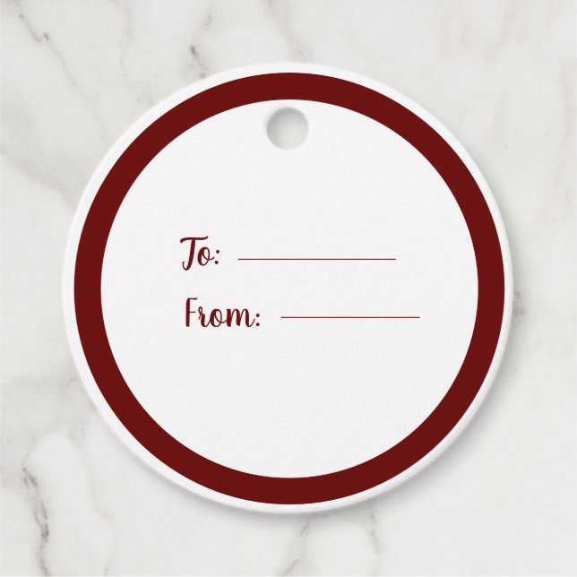 Einfache, stilvolle Script Burgundy Wedding Geschenkanhänger (Vorderseite)