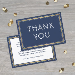 Einfache, stilvolle Typografie Navy Blue, White &  Dankeskarte