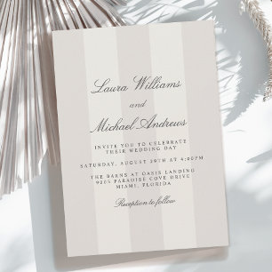 Einfache Strand-Sand-Cabana-Streifen-Hochzeit Einladung