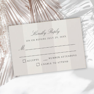 Einfache Strand-Sand-Hütte-Streifen Hochzeit RSVP Karte