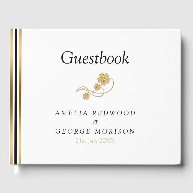 Einfache Streifen und Blume Gästebuch (Vorderseite)