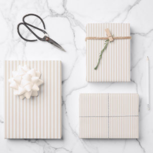 Einfache Streifen - Weicher Leinen Geschenkpapier Set