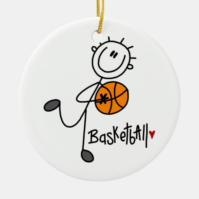 Einfache Strichmännchen-Basketball-T - Shirts und Keramikornament (Vorne)