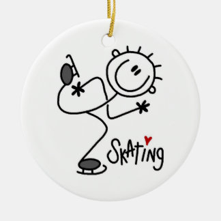 Einfache Strichmännchen-Eis-Skaten-T - Shirts und Keramik Ornament