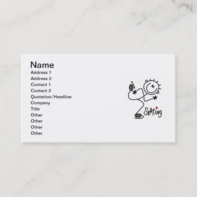 Einfache Strichmännchen-Eis-Skaten-T - Shirts und Visitenkarte (Vorderseite)