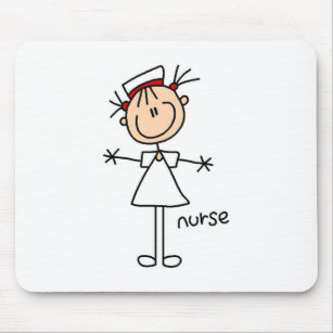 Einfache Strichmännchen-Krankenschwester-T - Mousepad
