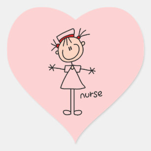 Einfache Strichmännchen-Krankenschwester-T-Shirts Herz-Aufkleber