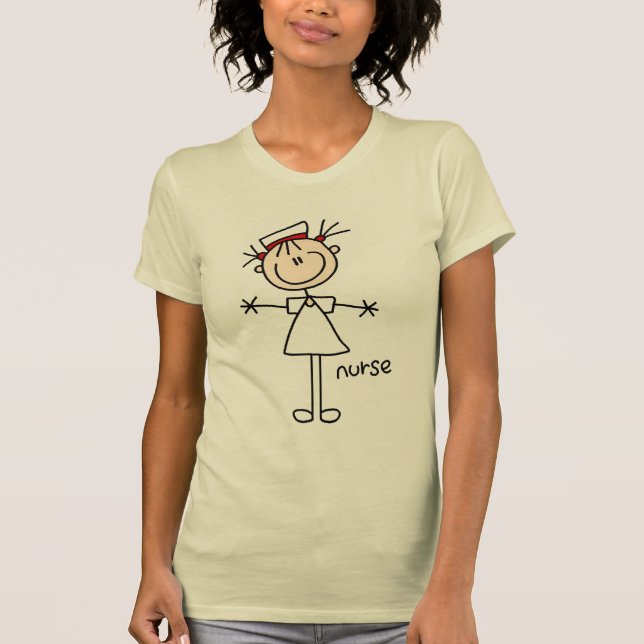 Einfache Strichmännchen-Krankenschwester-T - T-Shirt (Vorderseite)