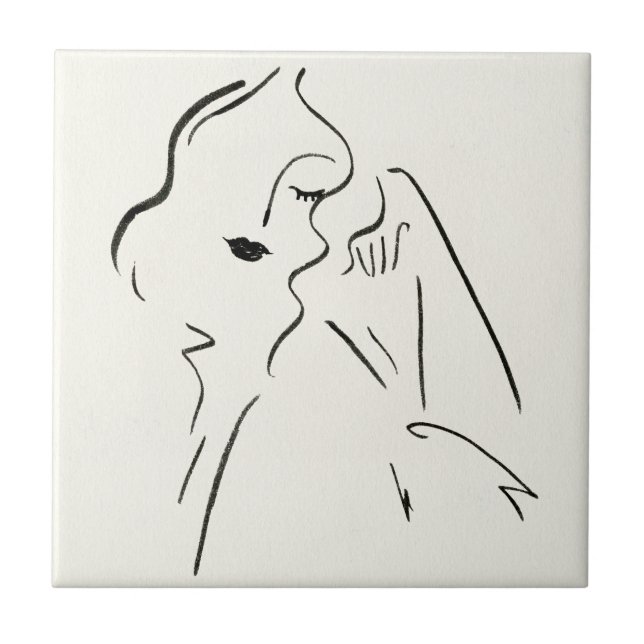 Einfache Studie - Skizze einer Frau Fliese (Vorderseite)