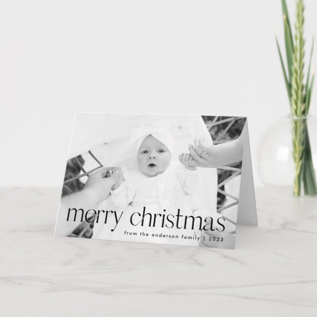 Einfache Style Schwarz Frohe Weihnachten 2 Foto (Vorderseite)