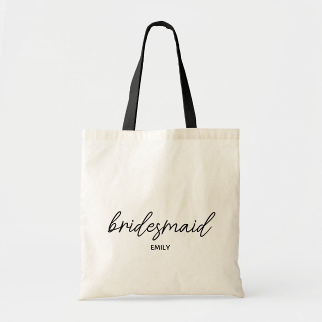 Einfache, stylische Script Bridesmaid-Personalisie Tragetasche (Vorne)