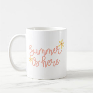 Einfache Sunshine Summer Pastel Pink Script Gelb Kaffeetasse