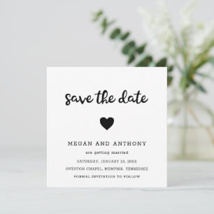 Einfache süße Herz moderne Hochzeit Save The Date