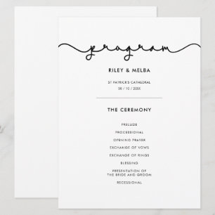Einfache, süße Schrift Hochzeitsprogramm Programm