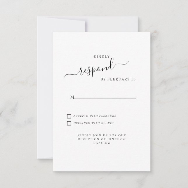 Einfache Swash White Wedding RSVP (Vorderseite)