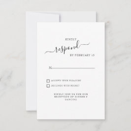 Einfache Swash White Wedding RSVP Karte