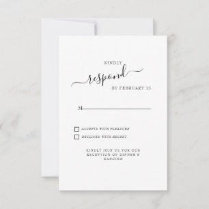 Einfache Swash White Wedding RSVP Karte