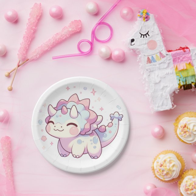 Einfache Sweet Dinosaur Babydusche Pappteller (Party)