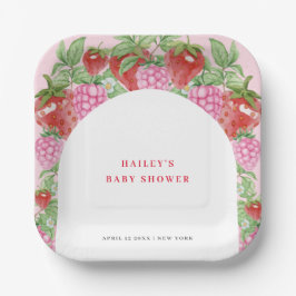 Einfache Sweet Strawberry Arch Baby Dusche Pappteller
