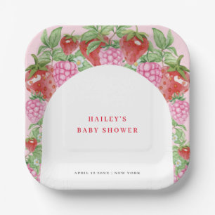 Einfache Sweet Strawberry Arch Baby Dusche Pappteller