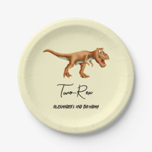 Einfache T-Rex-Dinosaurier-Geburtstagsfeier Pappteller
