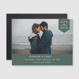 Einfache Tag-Foto Save the Date grün Magneteinladung